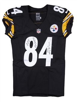 2015 Antonio Brown Wild Card Playoff Game Used & Signed Pittsburgh Steelers Home Jersey Used on 1/3/15 (MEARS A10 & JSA)